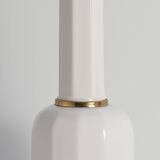 White Opaline Glass & Brass Heiberg Table Lamp, Denmark, Mid-19th century