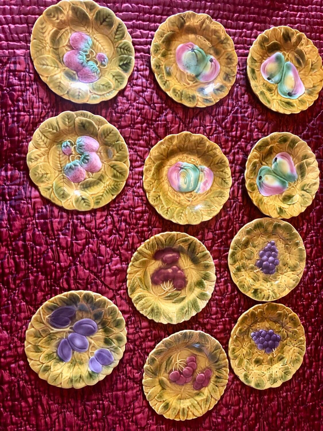 Plates 19cm Barbotine earthenware stamped Sarreguemines France