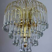 Four-tier cascade teardrop chandelier by Venini, Murano glass, Italy 1970s