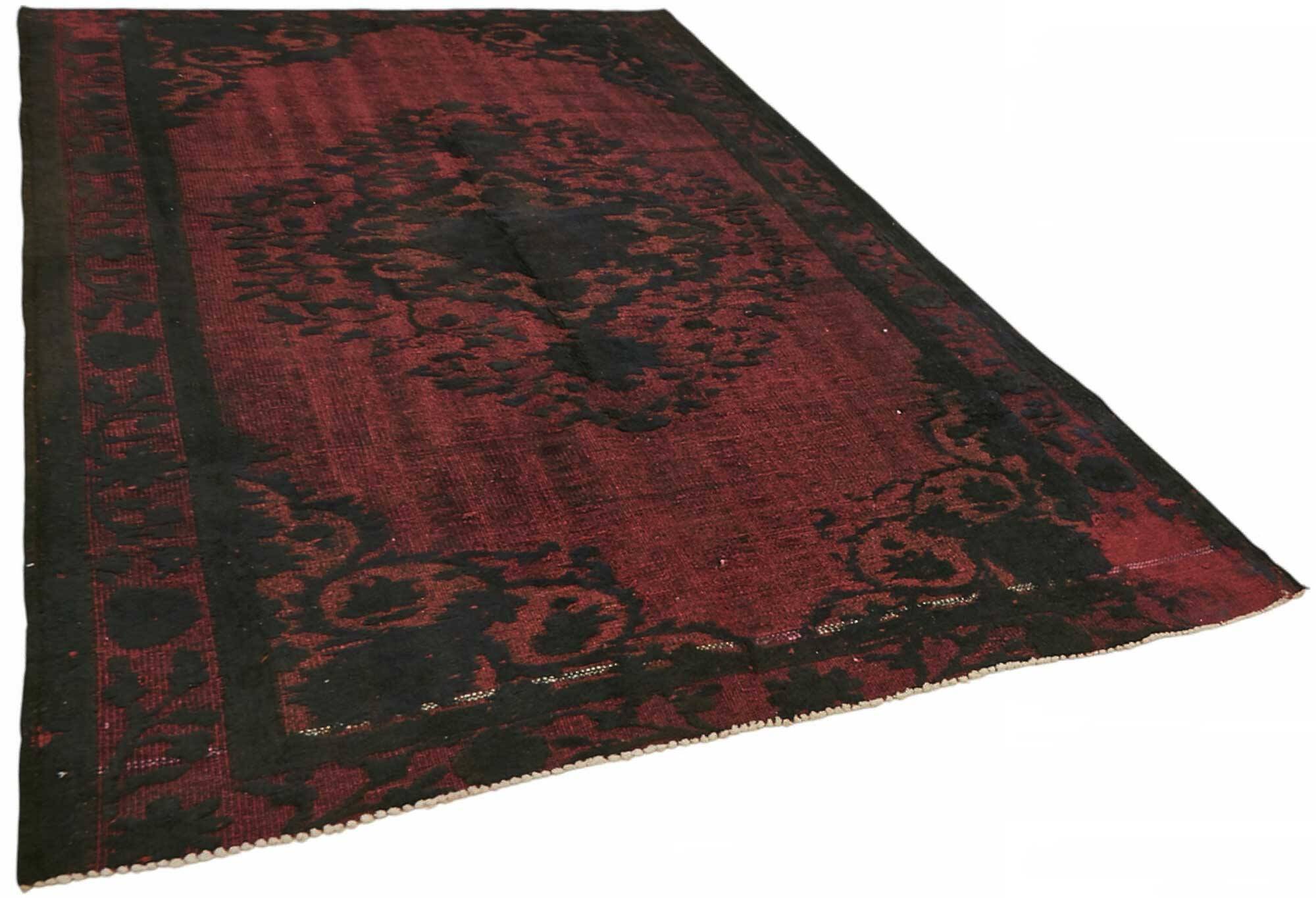 Overdyed Wool Vintage Handmade Carved Rug 169 cm x 288 cm