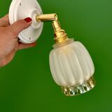 Vintage tulip wall light in frosted and amber glass