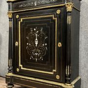 Superbe meuble d'appui Boulle époque Napoleon III laqué noir vers 1850