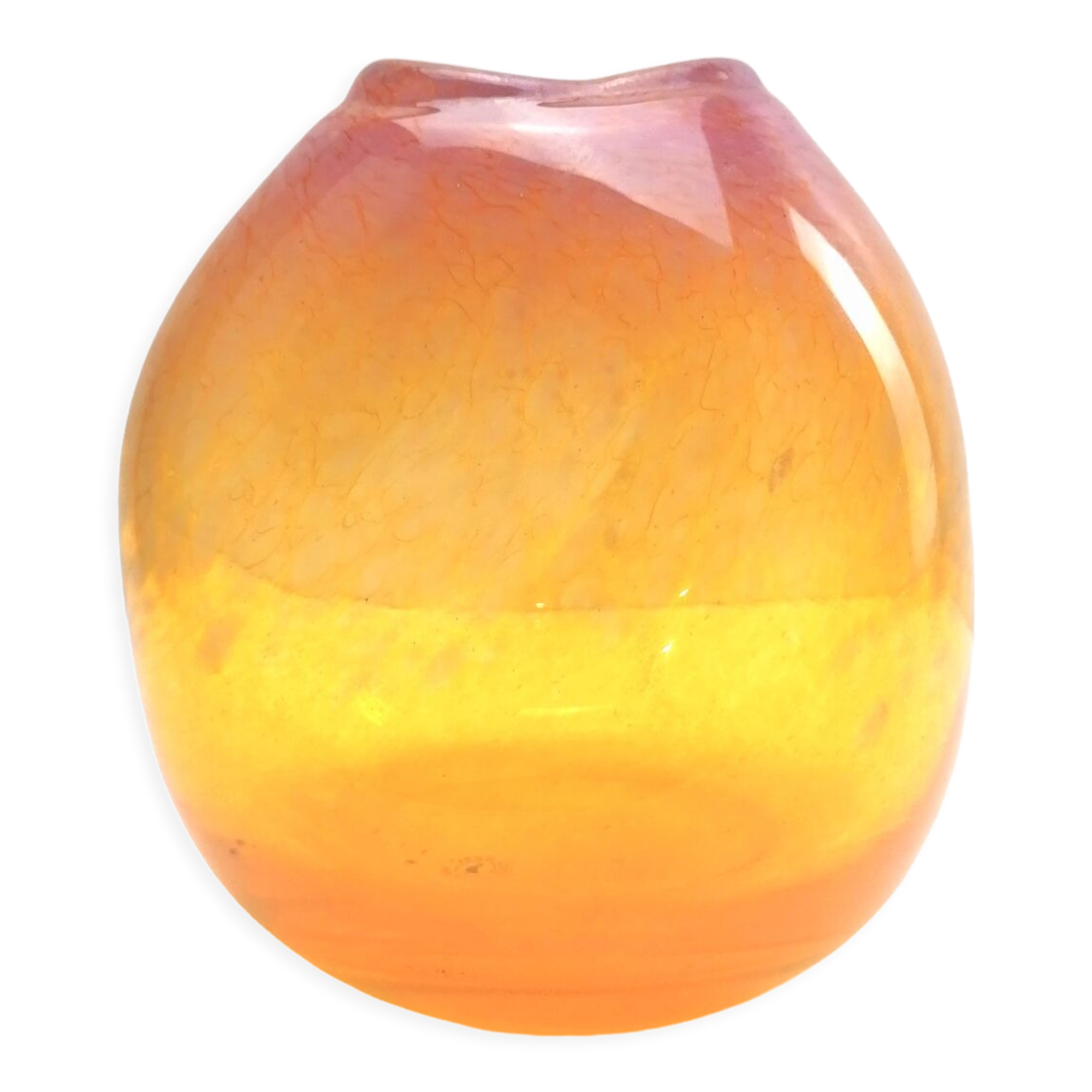 Hand-blown orange ball vase from L'Oca Nera (Italy)