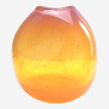 Vase boule orange soufflé à la main de L'Oca Nera (Italie)