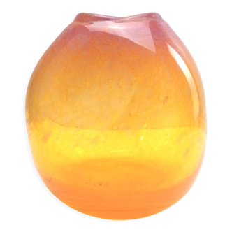Hand-blown orange ball vase from L'Oca Nera (Italy)