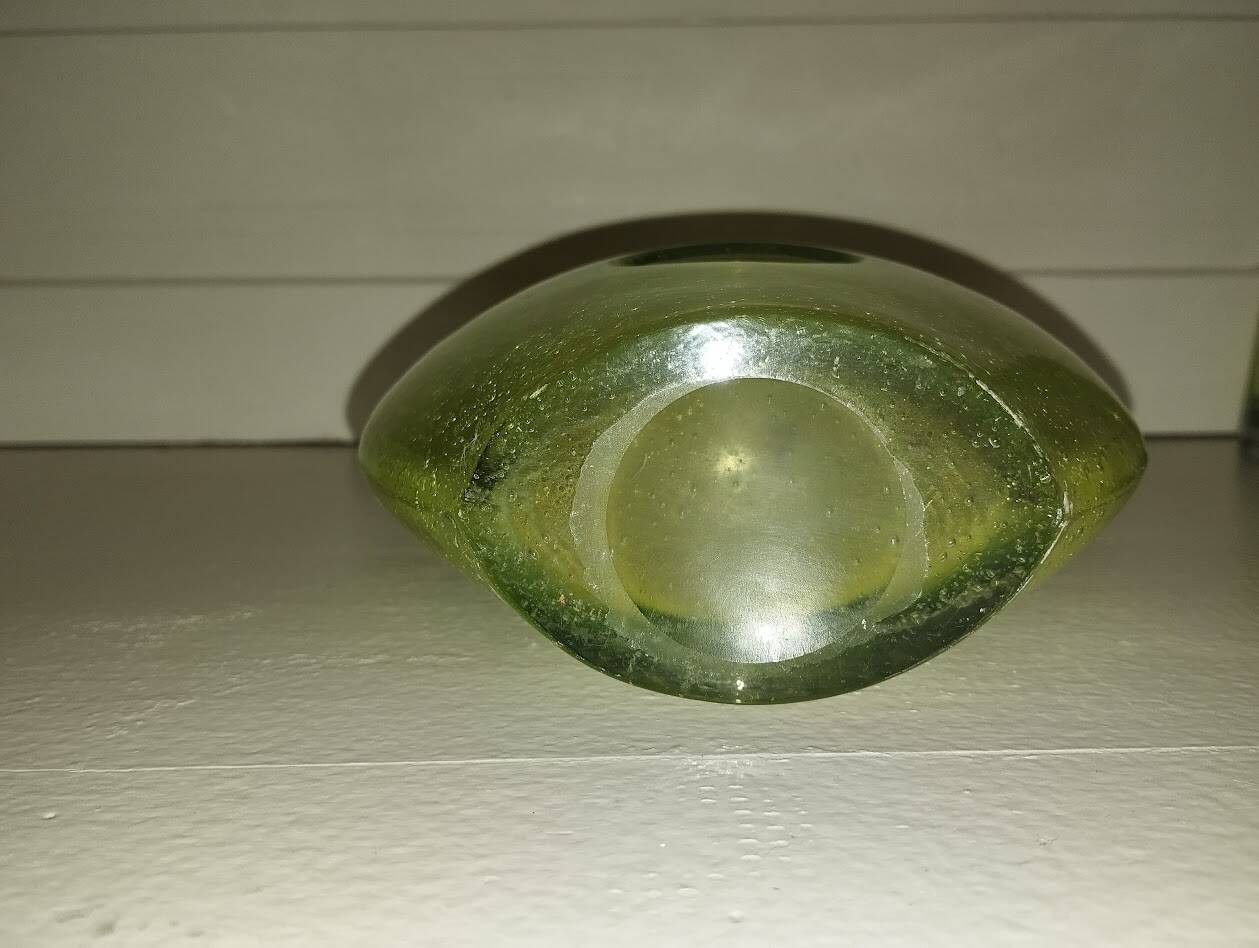 Chartreuse green blown glass vase – vintage handcrafted piece