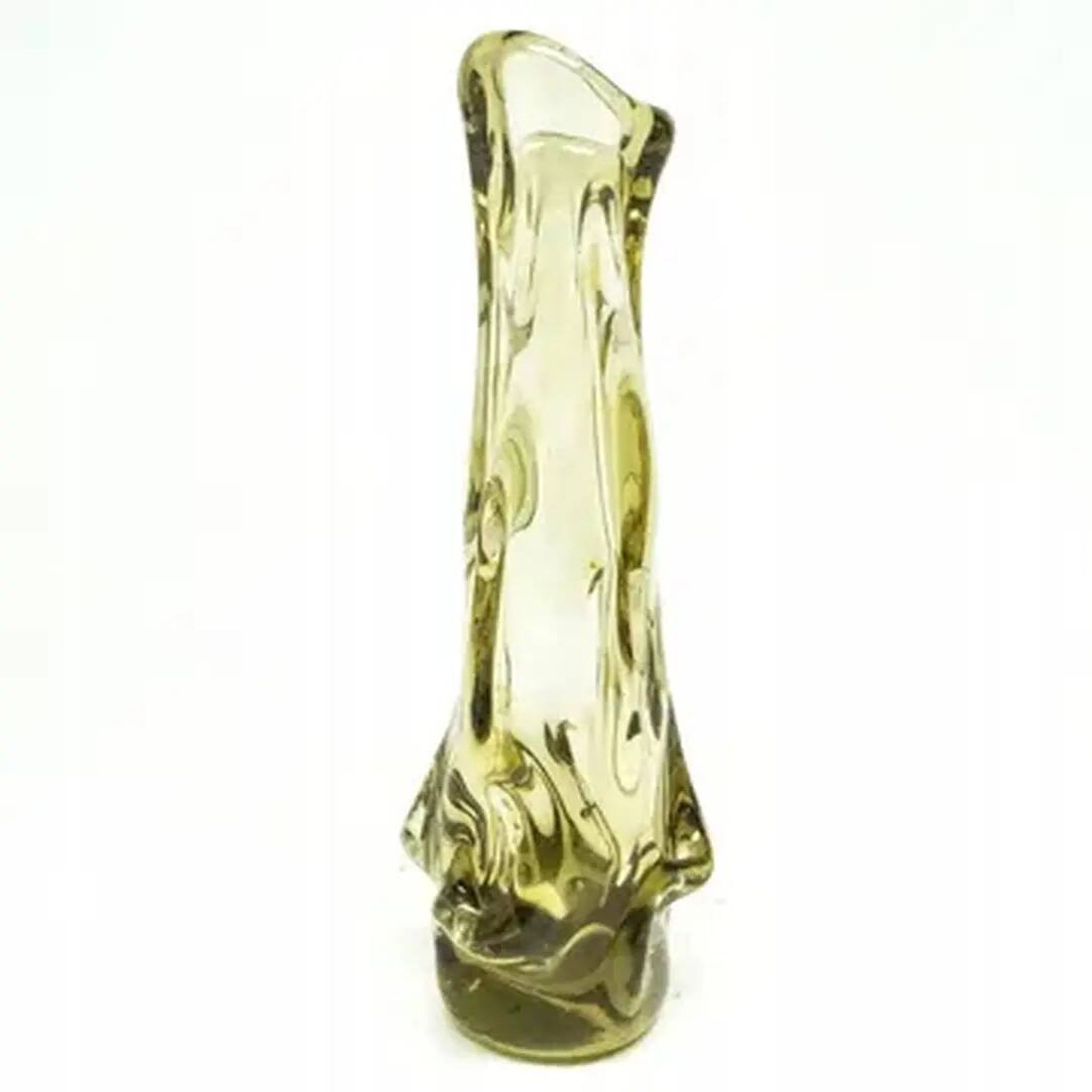 Sekacz vase, crumpled glass, Huta Wołomin, Poland, 1980s