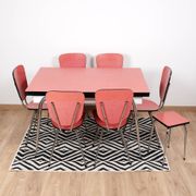 Extendable table and 6 chairs in Formica and stainless steel, brand FURANIA EUROPALU