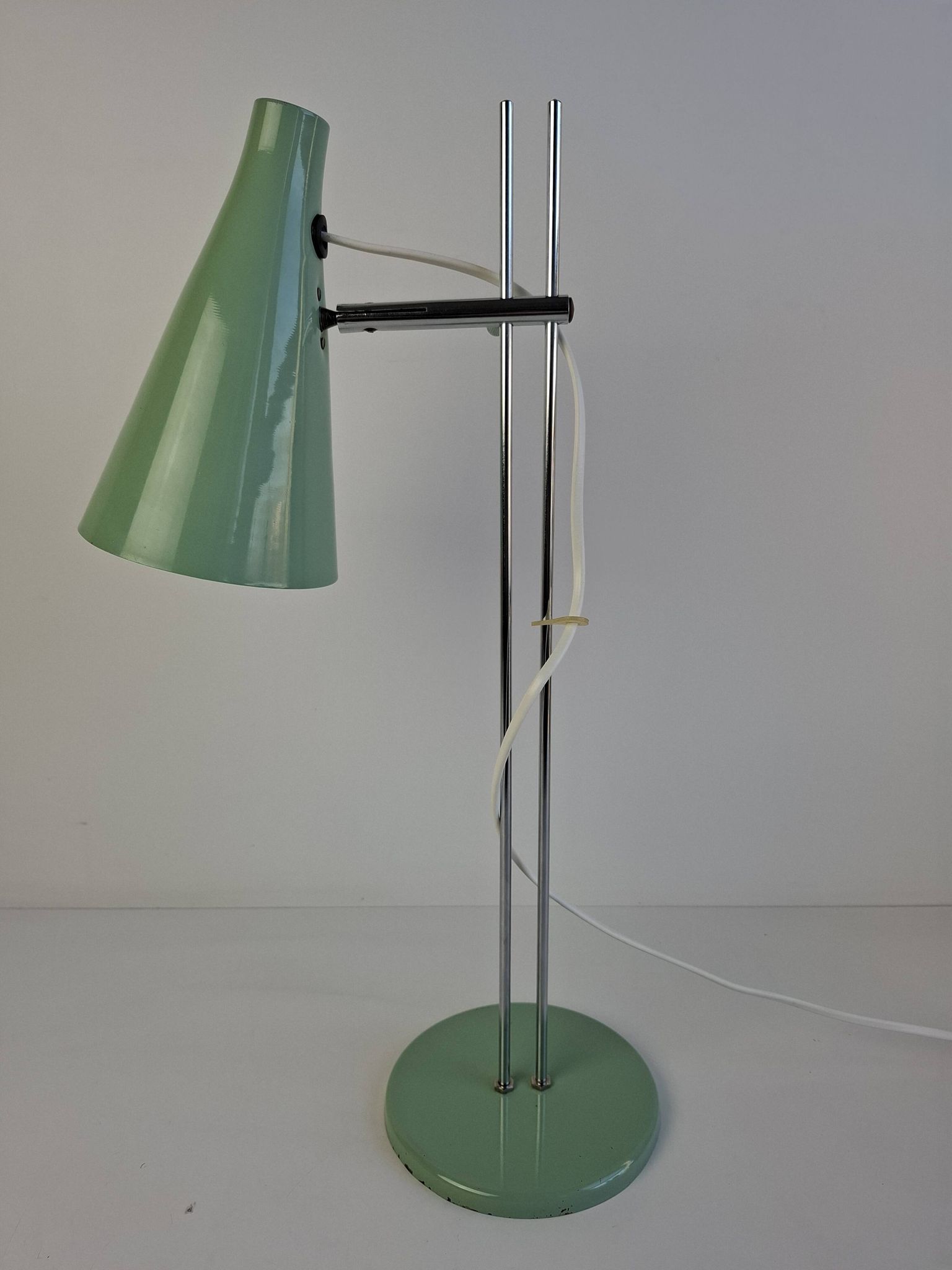 Josef Hůrka for Lidokov Midcentury Modern Table Lamp in Green Metal