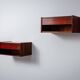 Pair of Scandinavian floating nightstands in rosewood Denmark 1960