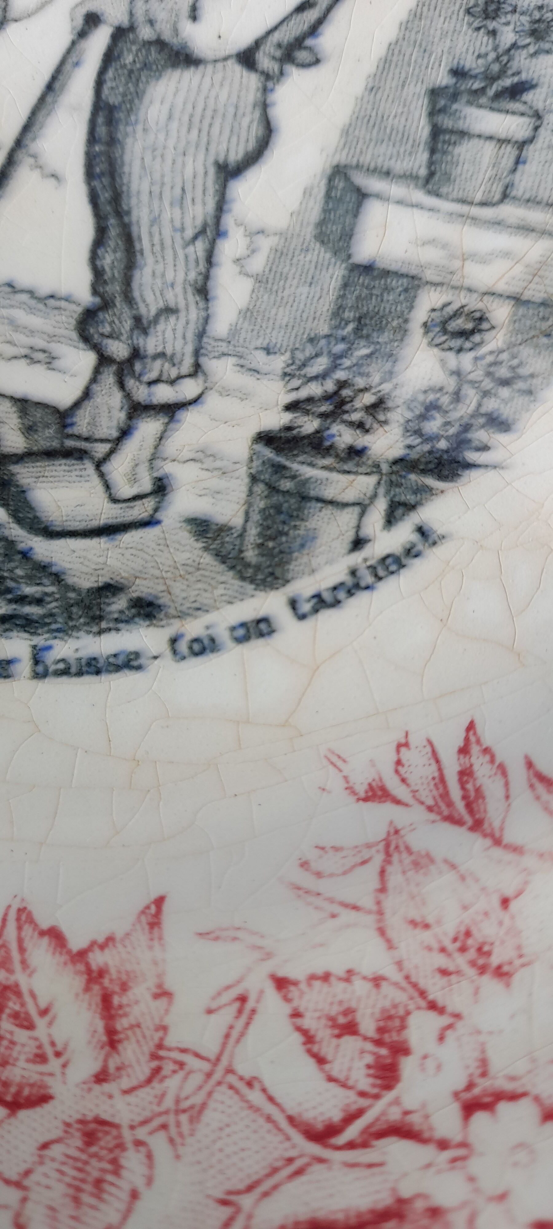 3 talking dessert plates earthenware from Gien the language of flowers n°', 5 and 6 diam 20 cm