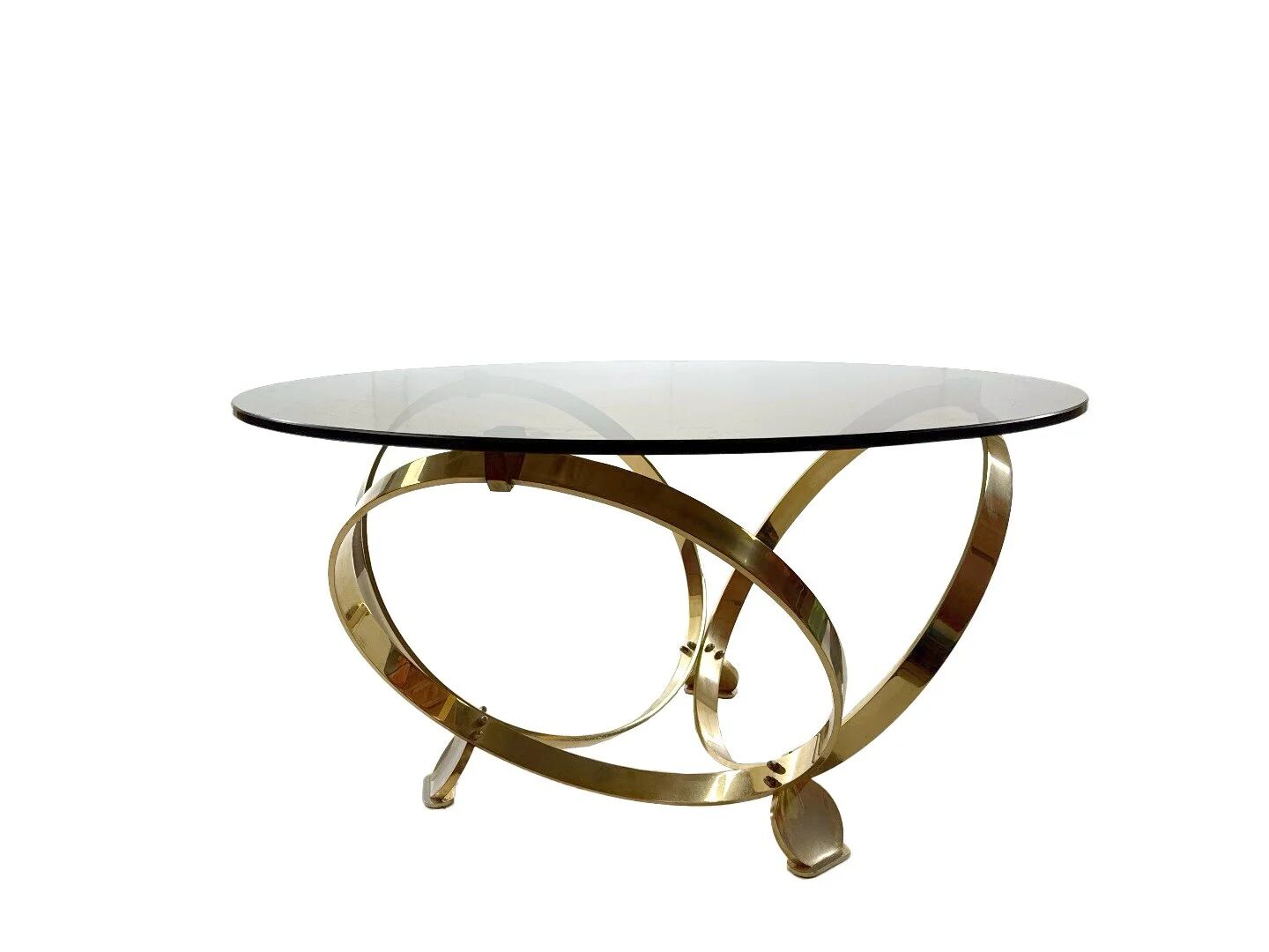 Knut Hesterberg round coffee table in brass with smoked glass