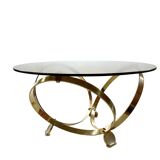Knut Hesterberg round coffee table in brass with smoked glass