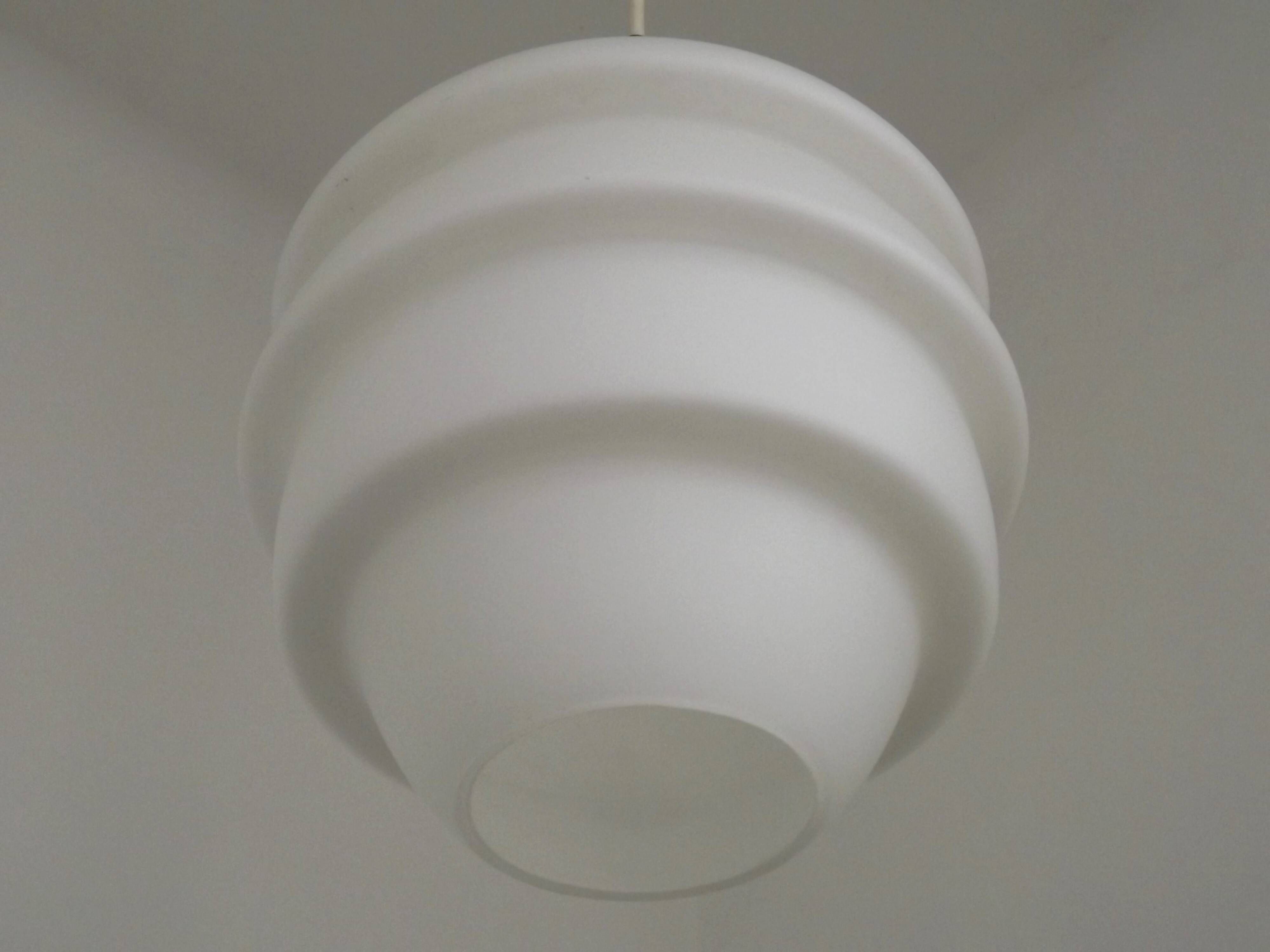 French Vintage Retro Ceiling Light 1960s/70s White Glass Tiered Shade 5589