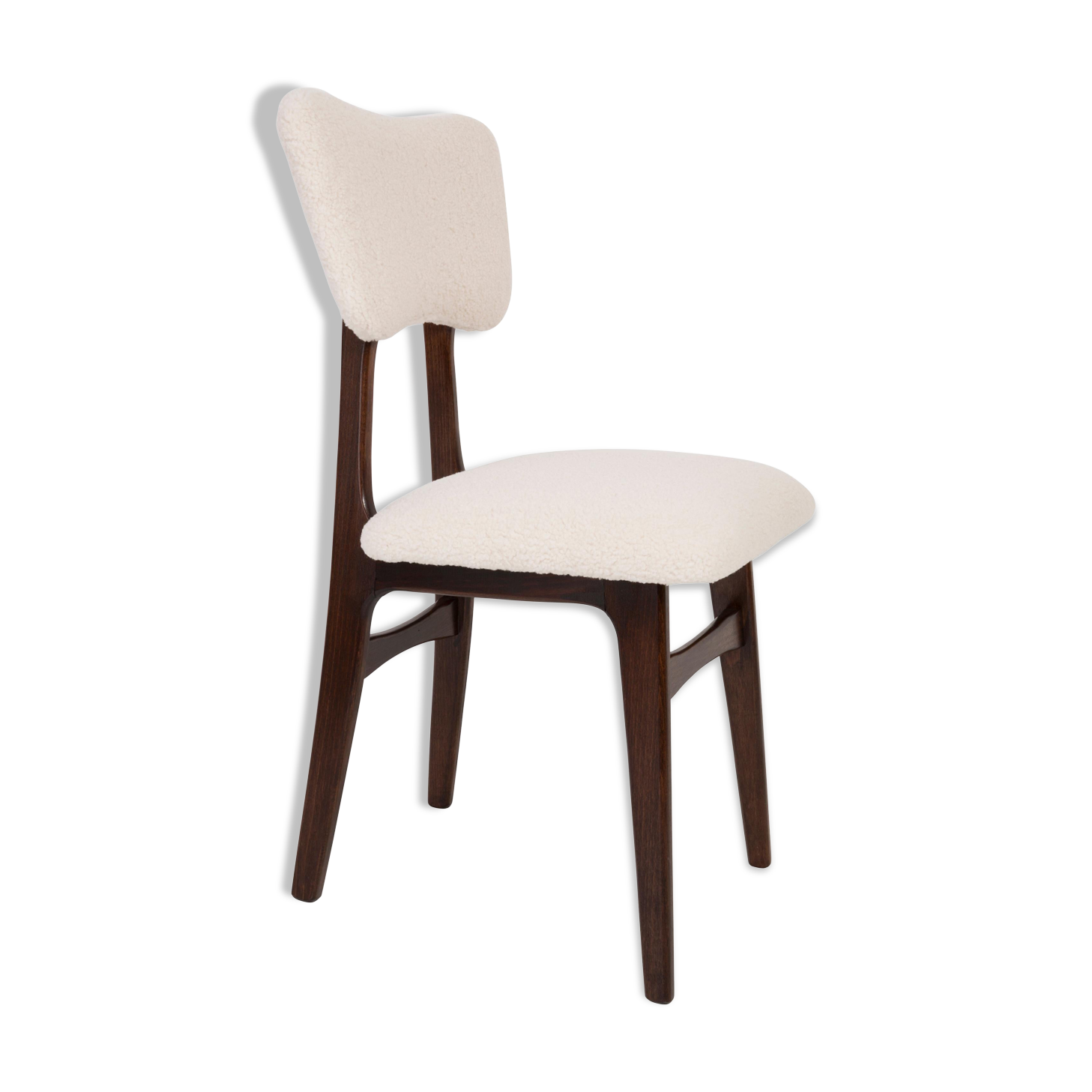 Mid-century modern chair in light cream boucle, 1960s
