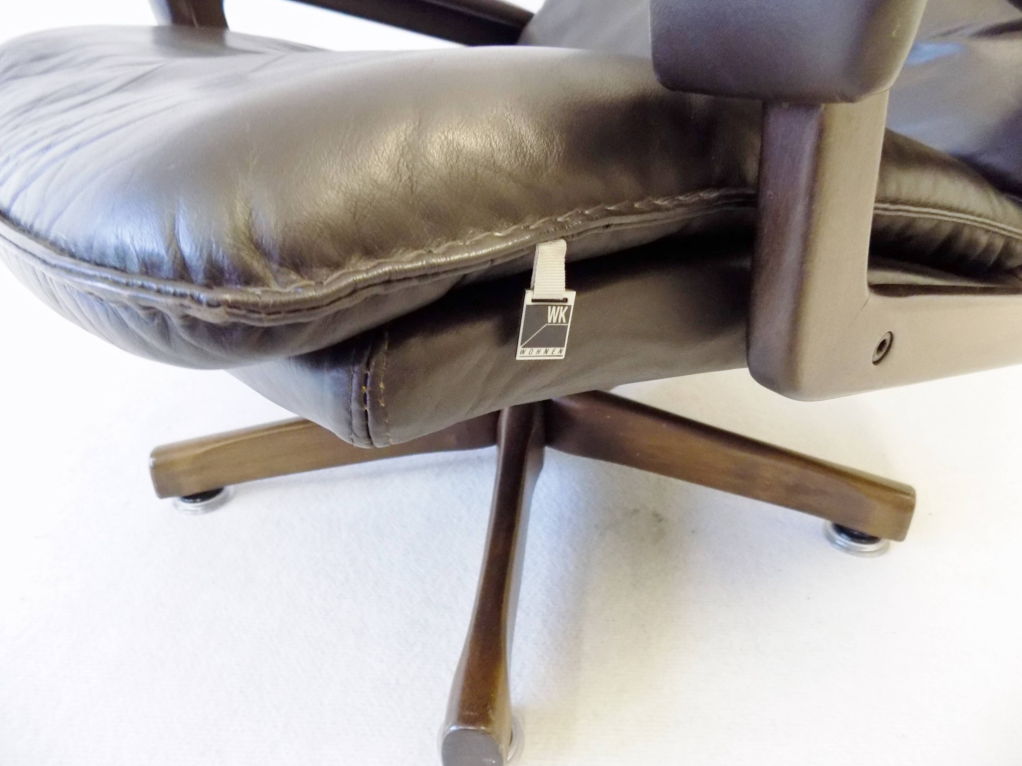Strässel King chair brown leather armchair by Andre Vandenbeuck for WK