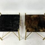 Pair of lacquered goatskin tables
