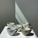 Set of 5 Indonesian ceramic handle coffee cups