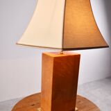 Lampe de table vintage en bois de loupe, années 1970