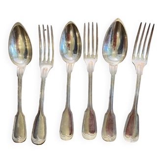 Series of forks and spoons with silver metal decoration