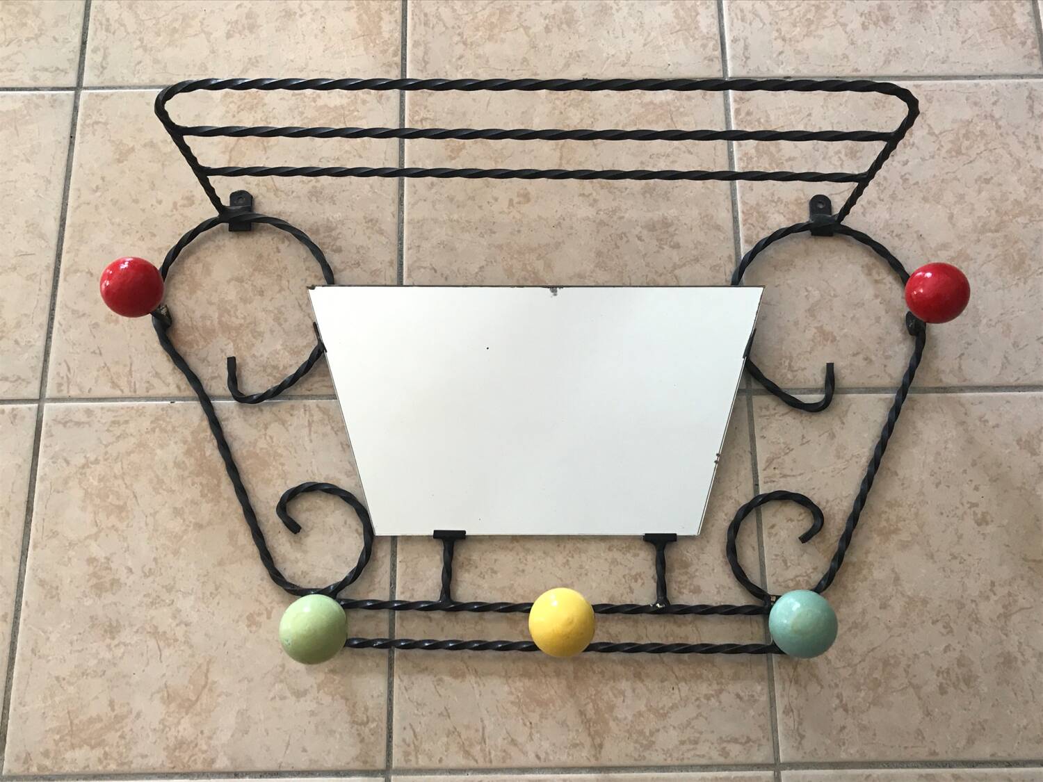 Old vintage coat rack mirror