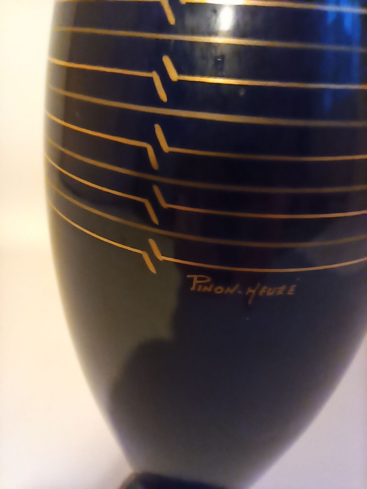 Soliflore Pinon Heuzé blue and gold Height 42 cm