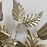 80s gold metal flower wall light