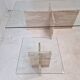 Set of 3 Italian Marble Coffee or Side Tables with Glass, 1980s