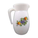 Pitcher or broc in opaline Arcopal fruit décor 1970