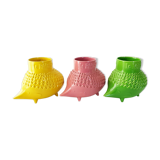 Suite of 3 vintage hedgehog vases 1960