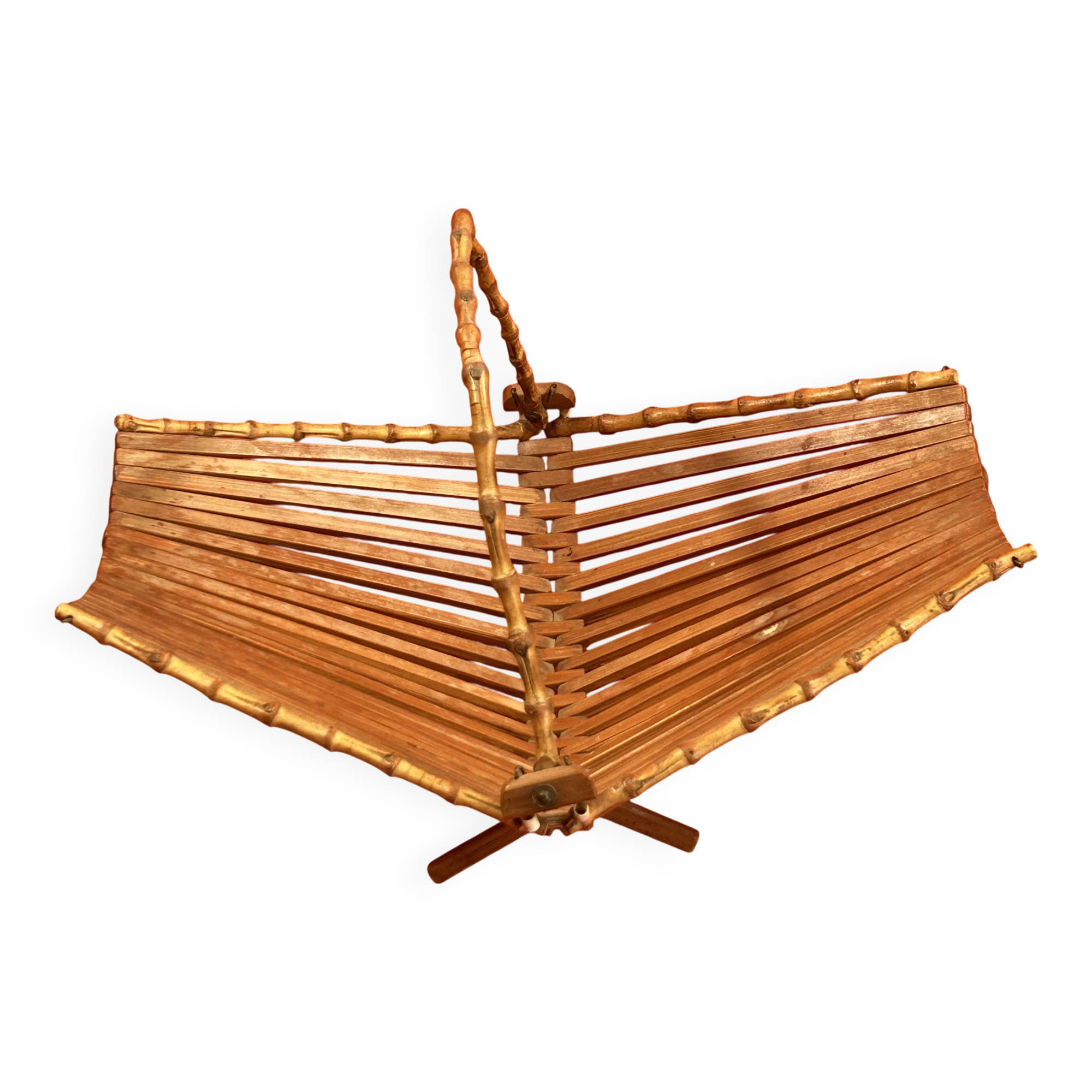 panier en rotin, bambou, corbeille vide poche vintage années 60