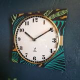 Vintage clock golden silent wall clock "Jaz black green ochre"