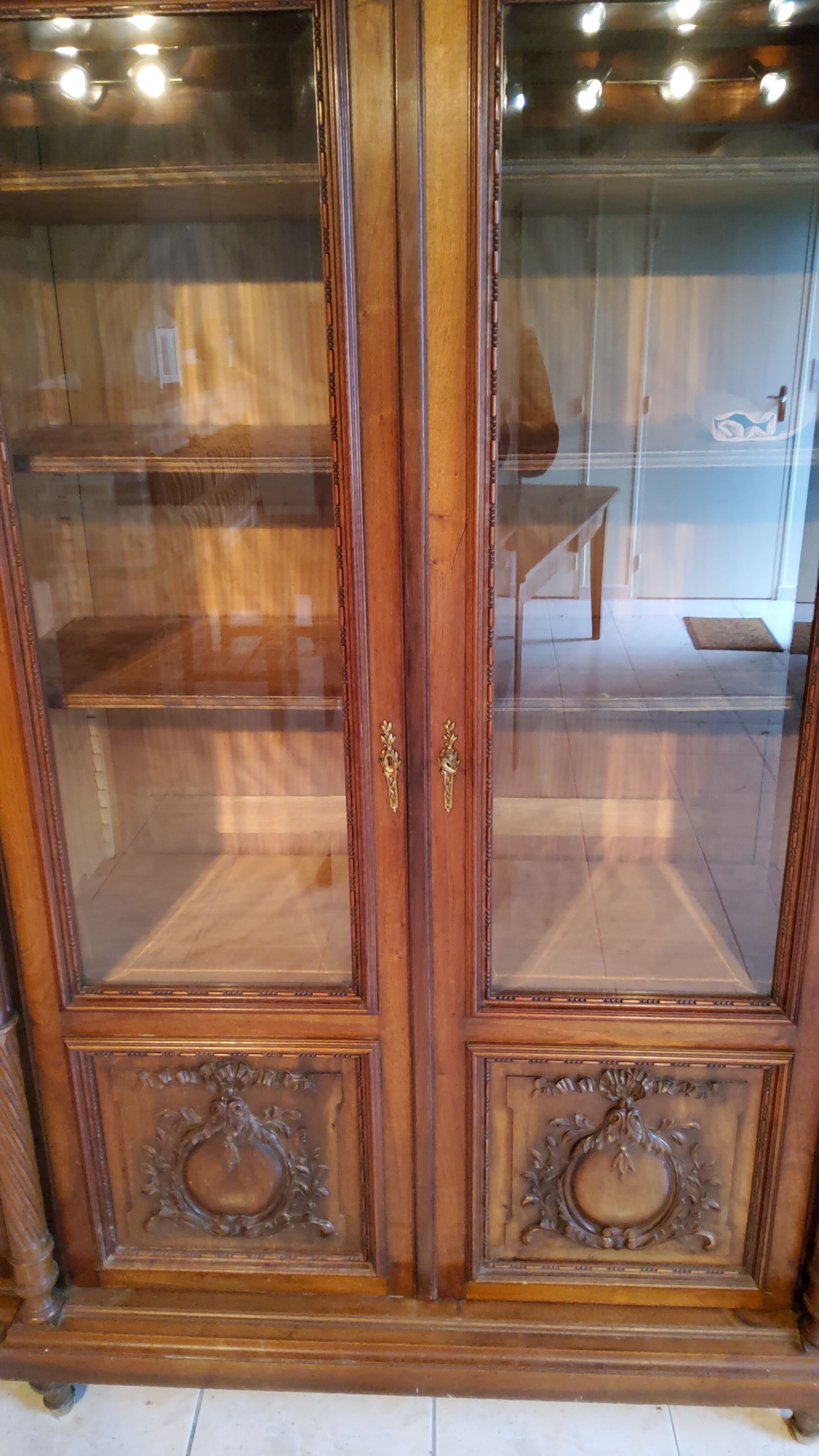 Late nineteenth century Louis XVI style library in walnut