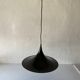 Black metal pendant lamp with trumpet design, 1960s, Italy.