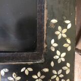 Ancient chinese black laced table with mother-of-pearl encrustation and stones