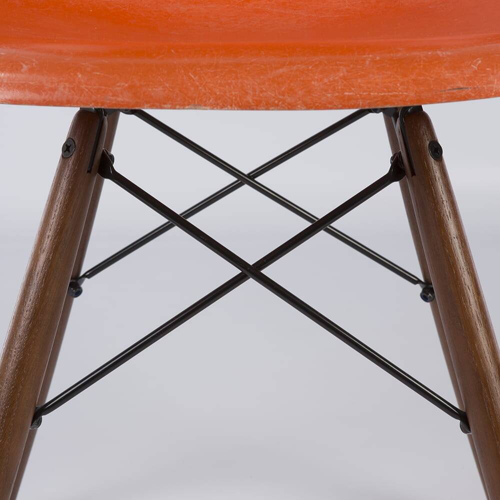 Orange Set (6) Herman Miller Original Vintage Eames DSW Side Shell Chairs