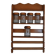 Brown wooden wall spice rack with a set of 6 glass jars, 1950s vintage style.