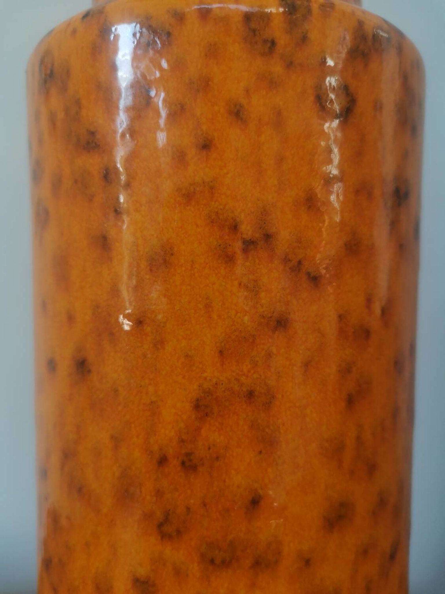 Vase vintage Scheurich 242-30 en lave grasse ouest-allemande, 30 cm, orange et