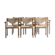 Scandinavian rosewood chairs with armrests, velvet fabrics (x6)