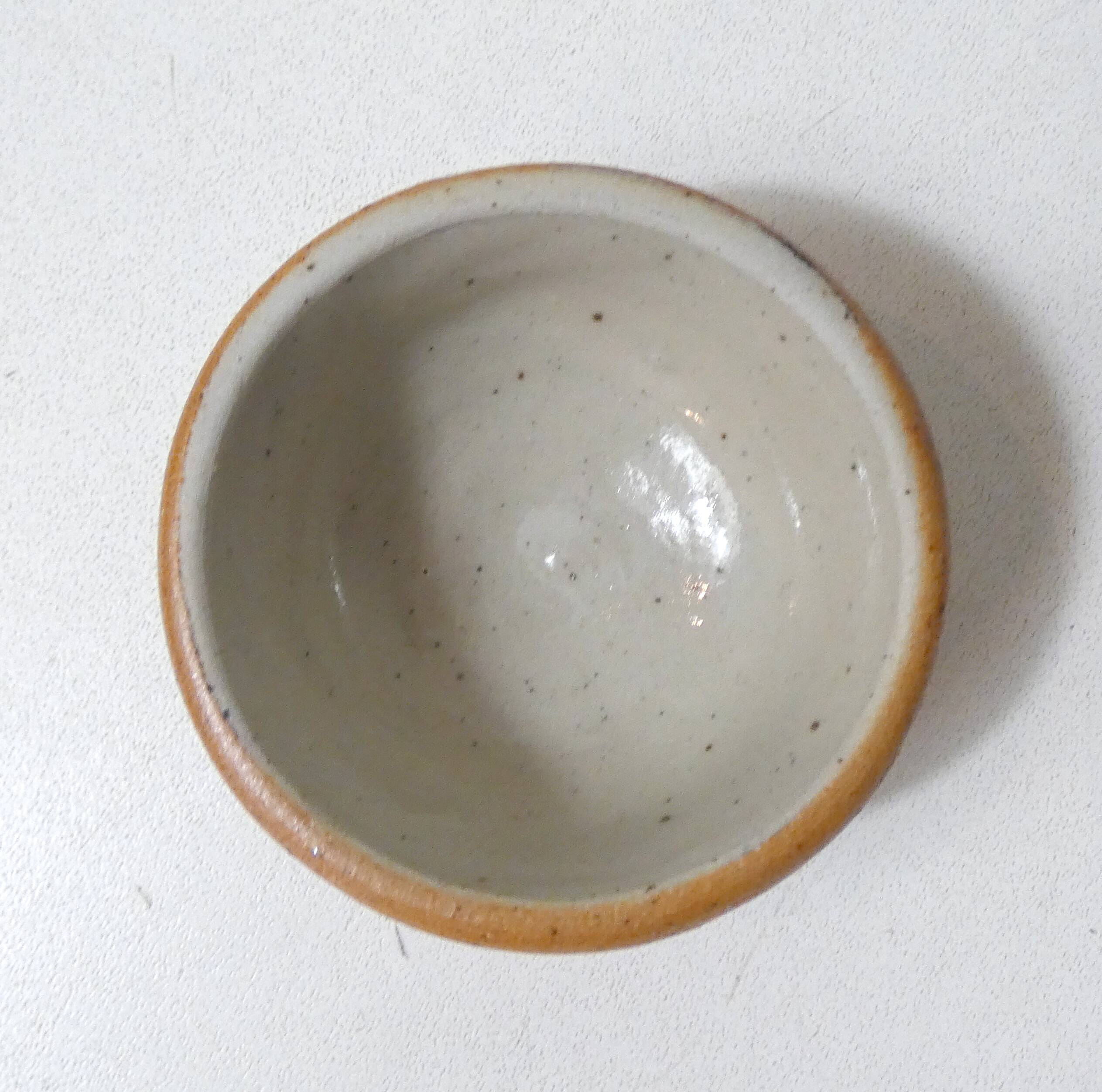 Old small individual butter dish in vintage stoneware