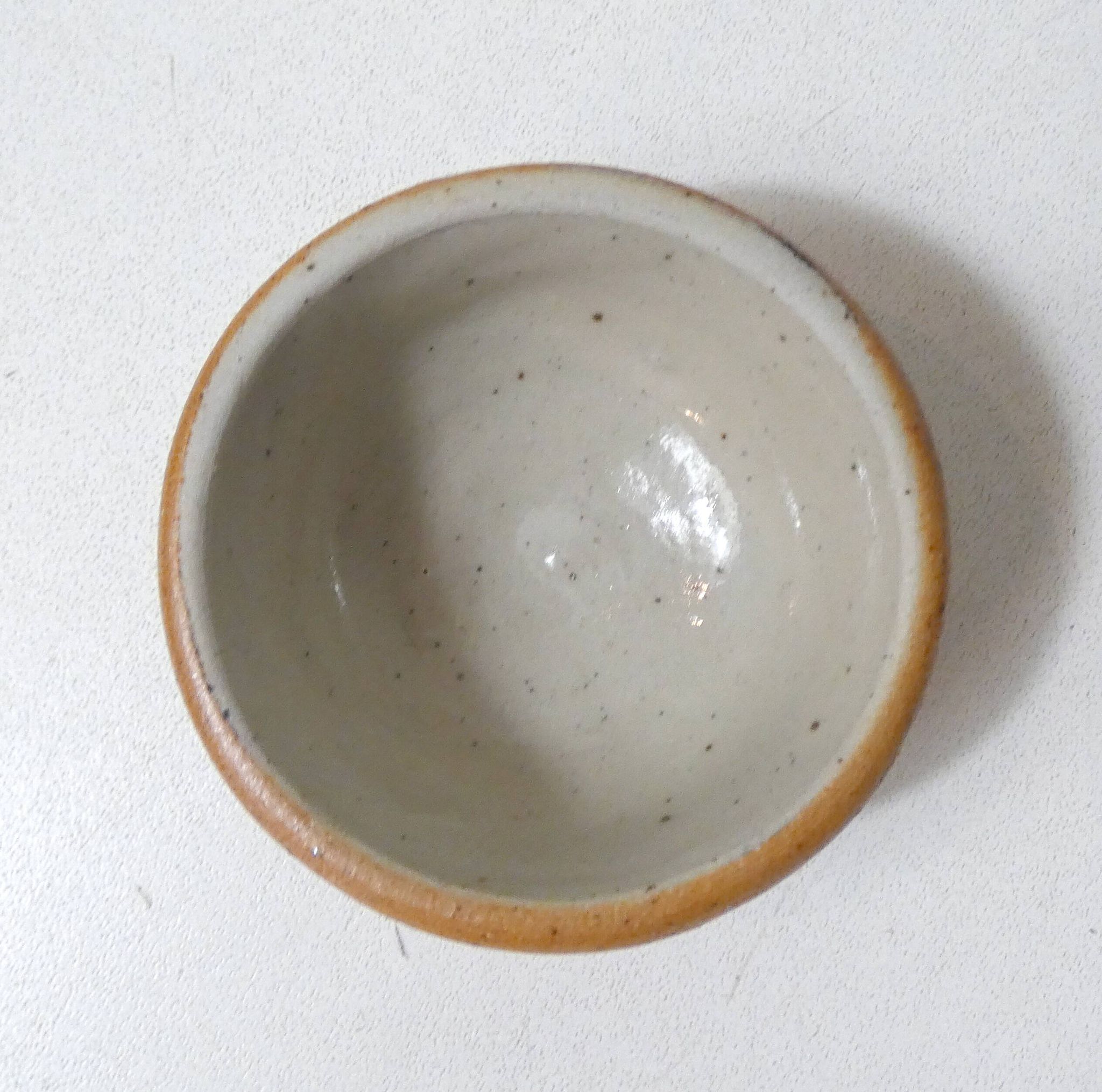 Old small individual butter dish in vintage stoneware
