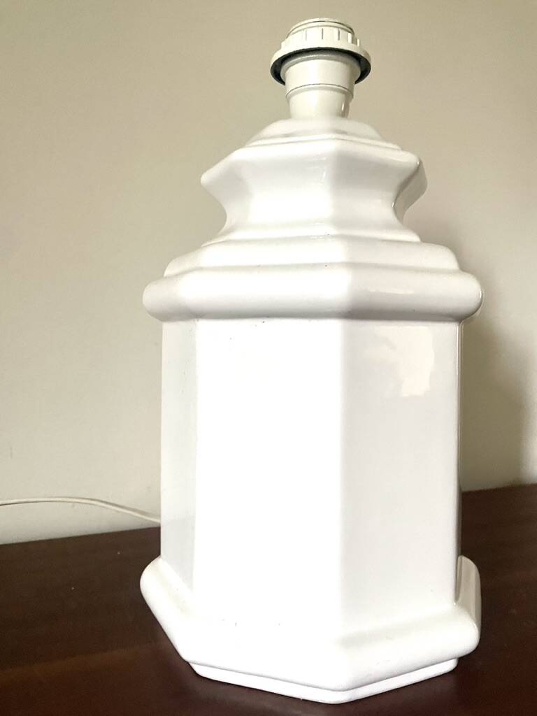Pied de lampe en céramique blanche, 1980