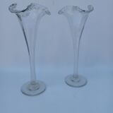 Paire de vases soliflore en verre, fin XIX ème siècle.
