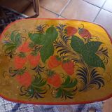 Old gilded wooden stool decorated vintage Russian craftsmanship