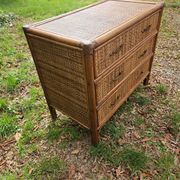 Vintage woven wicker rattan bamboo chest of drawers design 50-60-70