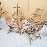 Series of rattan armchairs from the 70s