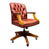 Classic English Red Chesterfield Desk Chair