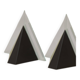 Pair of Postmodern Memphis Metal and Lucite Diamond Sconces Circa 1980