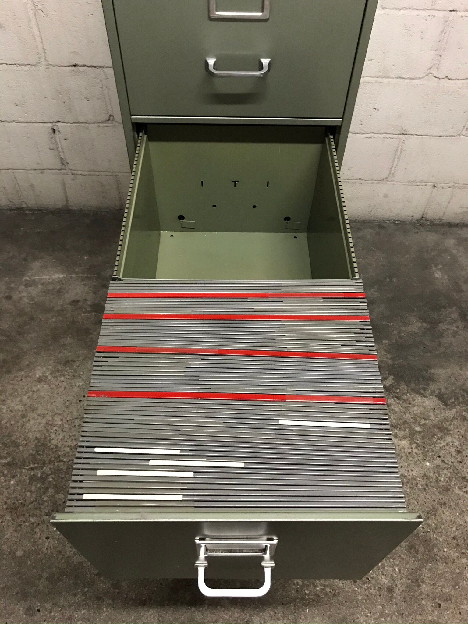 Vintage metal industrial furniture with YAC 1950 drawers