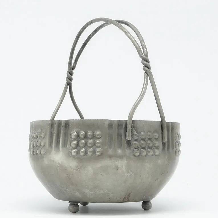 Art Deco sugar bowl, silver-plated brass, Poland, 1920s